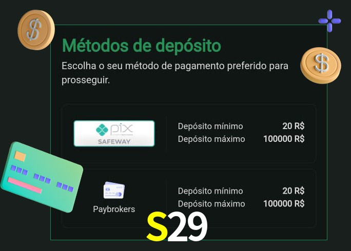 O cassino S29bet oferece uma grande variedade de métodos de pagamento